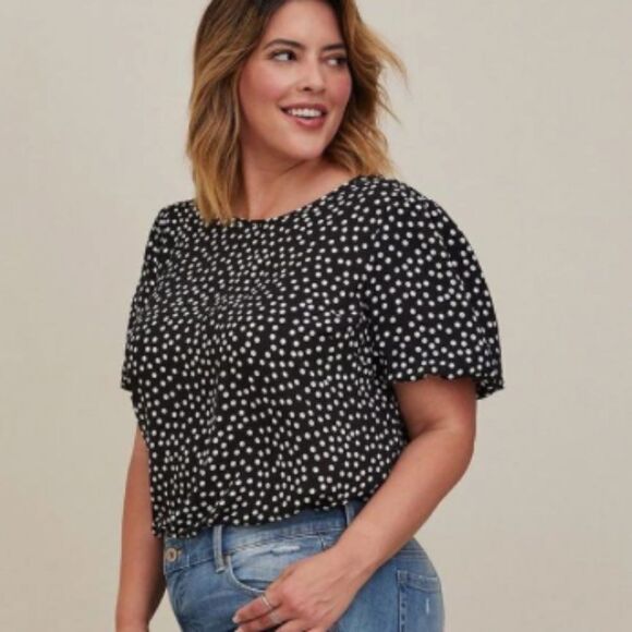 Torrid Women's Black Abbey Georgette Puff Sleeve Blouse Top Size 6X - Picture 1 of 5